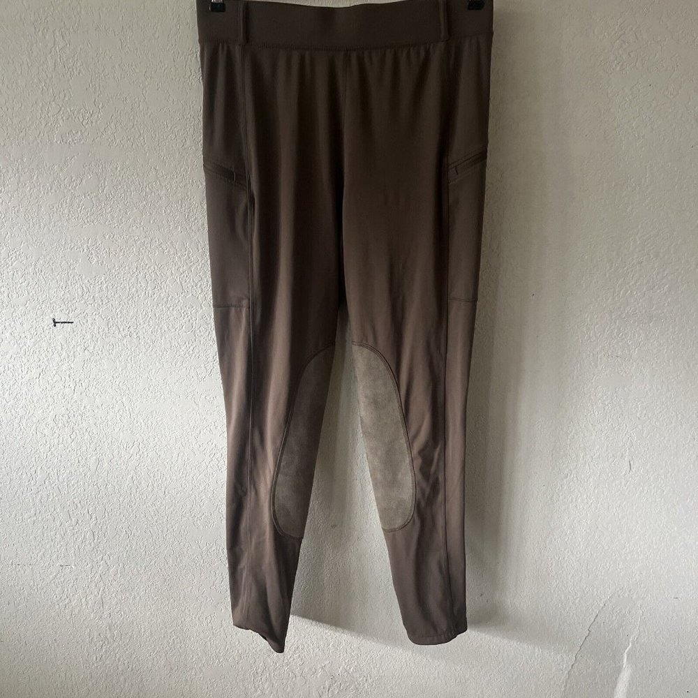 WILLIT EQUESTRIAN RIDING TIGHTS KNEE-PATCH PULL-ON BREECHES ZIPPER POCKETS Sz L